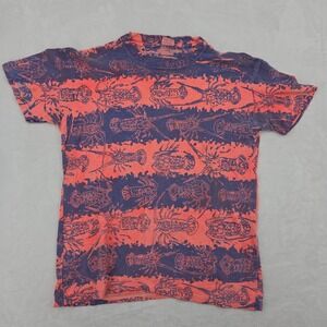 VTG 80s Lobster All Over Print AOP Shirt Sz Lg Stedman Single Stitch Faded